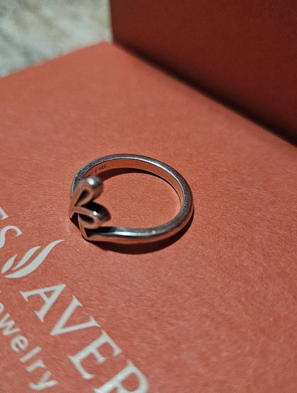 James Avery Silver 'K' Initial Ring Size 6.5- Sterling Silver